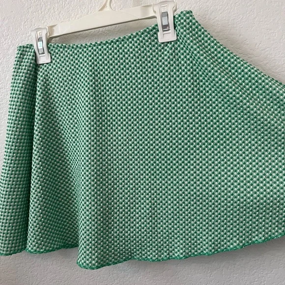 Green Checkered Women's Mini Skirt With Built-in Shorts - Picture 2 of 6